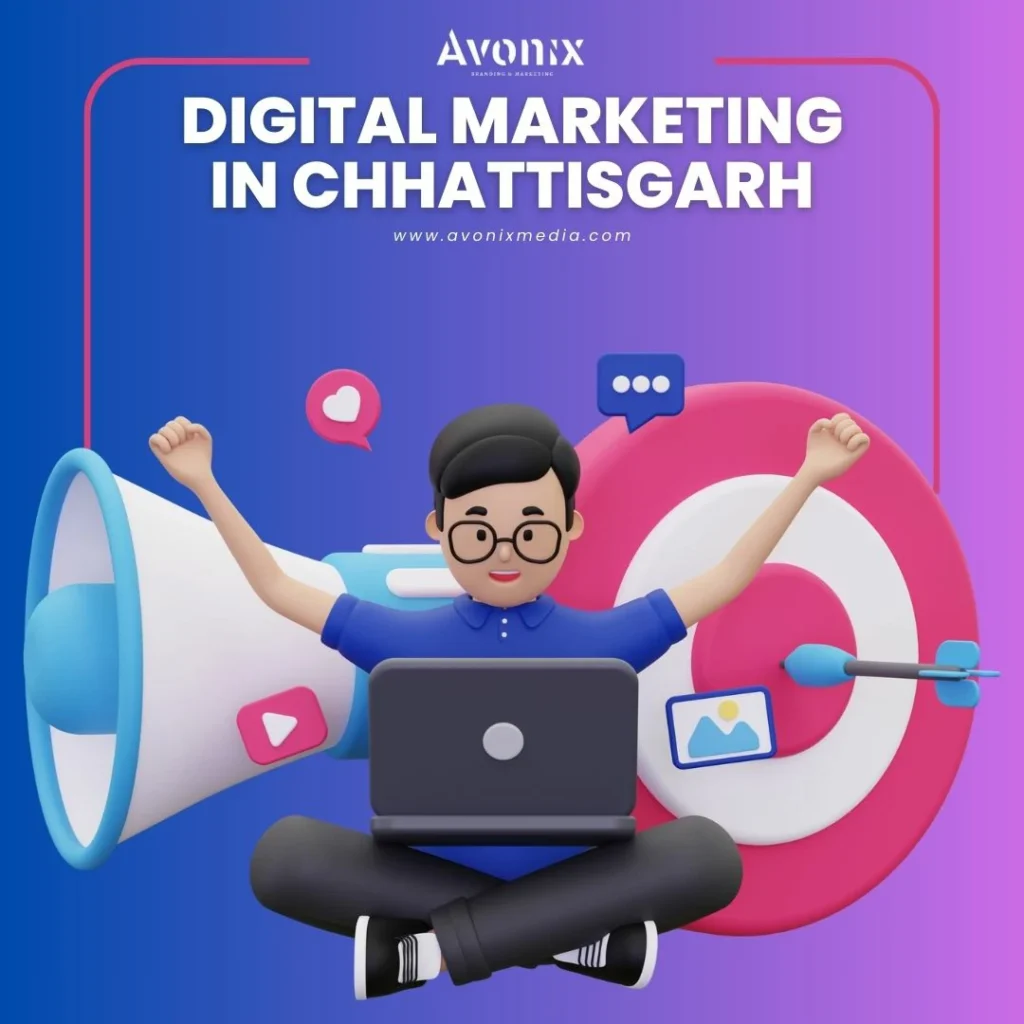 a boy with laptop with Digital Marketing in Chhattisgarh